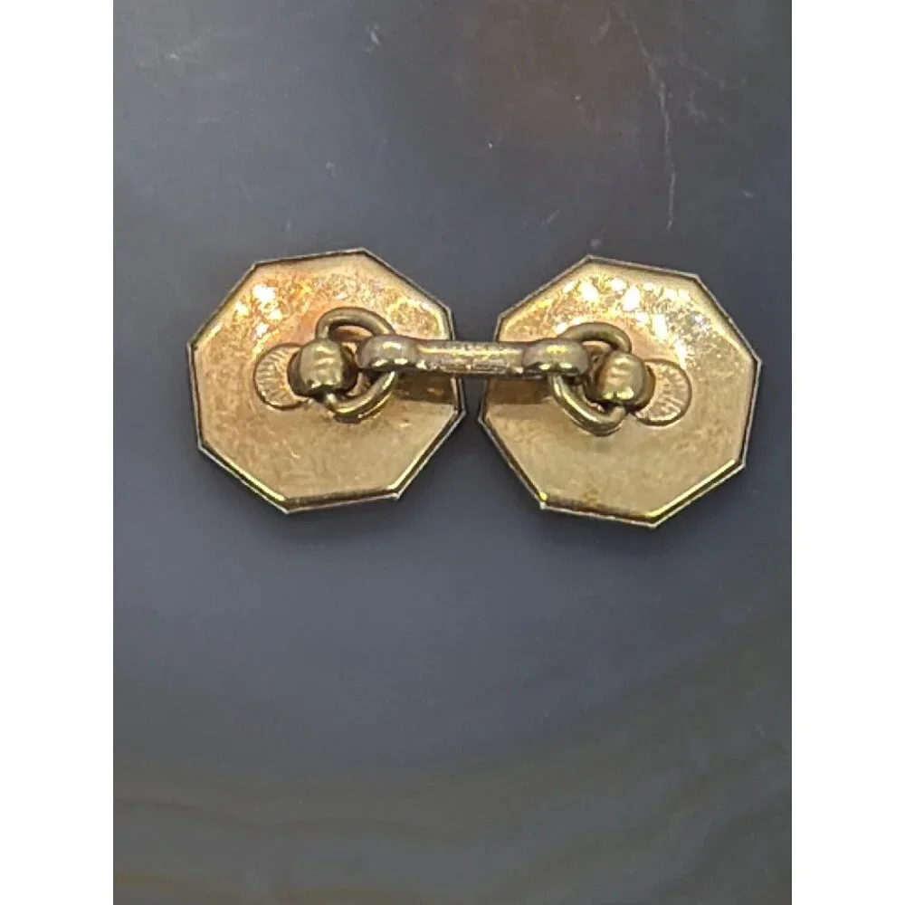 Vintage Art Deco Mother of Pearl Rolled Gold Plate Tuxedo Double Sided Cufflinks - Picture 11 of 14